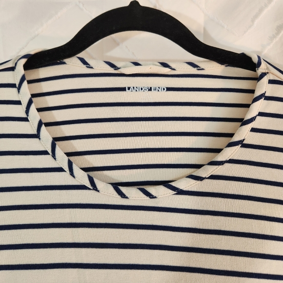 Lands End 1X Striped Short Sleeve Dress - Picture 2 of 11